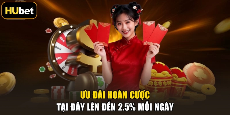 Ưu đãi hoàn cược tại đây lên đến 2.5% mỗi ngày